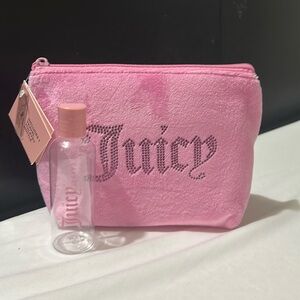 Juicy Couture Pink Cosmetic Toiletries Travel MakeUp Pouch Top‎ Zip Wedge